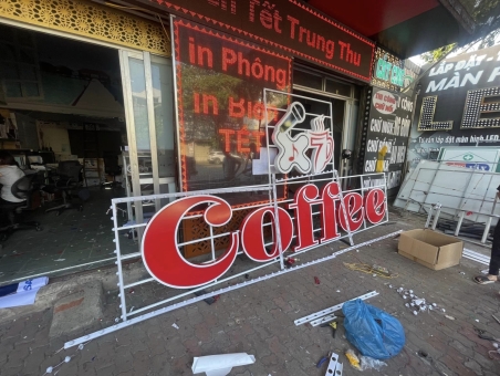  BIỂN QUẢNG CÁO CHỮ COFFEE PHÒNG TRÀ BẰNG NHỰA ALUMINIUM Ở HẢI DƯƠNG