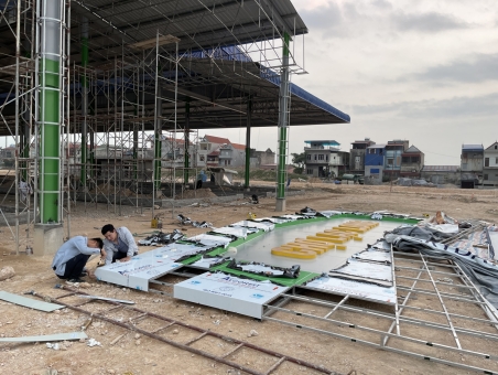 THI CÔNG ỐP TẤM ALUMINIUM NGOÀI TRỜI 3MM TẠI HẢI DƯƠNG