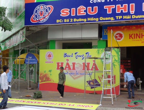 THI CÔNG BIỂN QUẢNG CÁO BÁNH KINH ĐÔ VỀ CÁC ĐẠI LÝ HẢI DƯƠNG