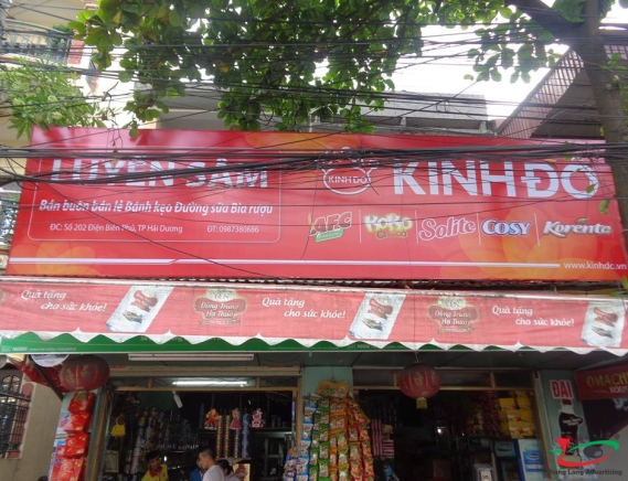 THI CÔNG BIỂN QUẢNG CÁO BÁNH KINH ĐÔ VỀ CÁC ĐẠI LÝ HẢI DƯƠNG