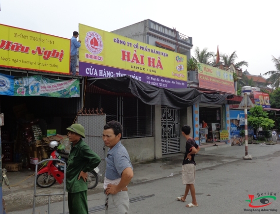 THI CÔNG BIỂN QUẢNG CÁO BÁNH KINH ĐÔ VỀ CÁC ĐẠI LÝ HẢI DƯƠNG