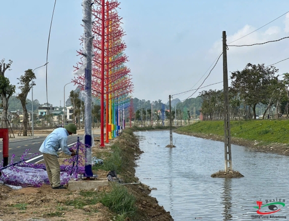 THI CÔNG ĐÈN LED CÂY THÔNG Ở KHU ĐÔ THỊ HẢI DƯƠNG
